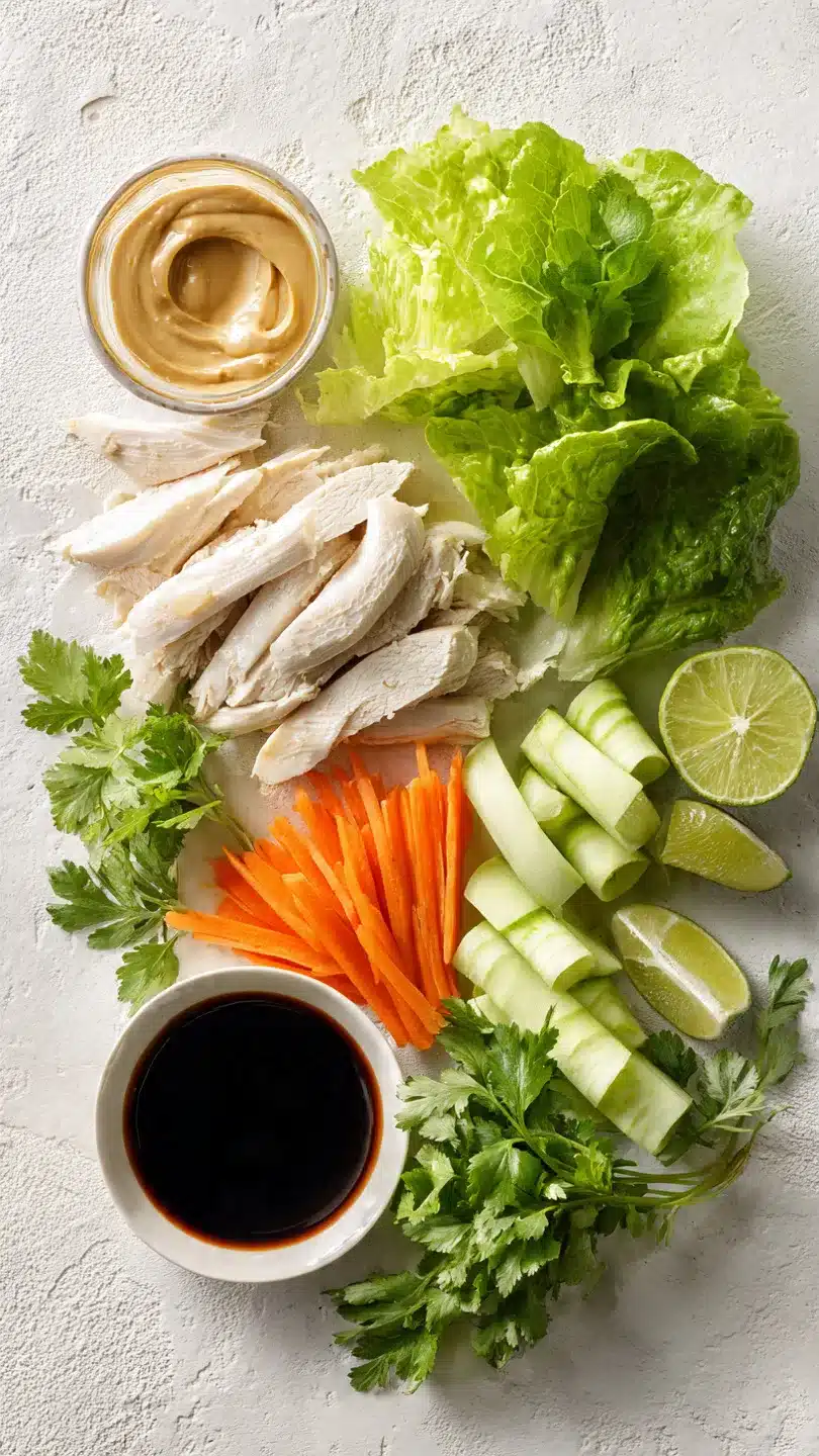 Thai Erdnuss Hähnchen Wraps