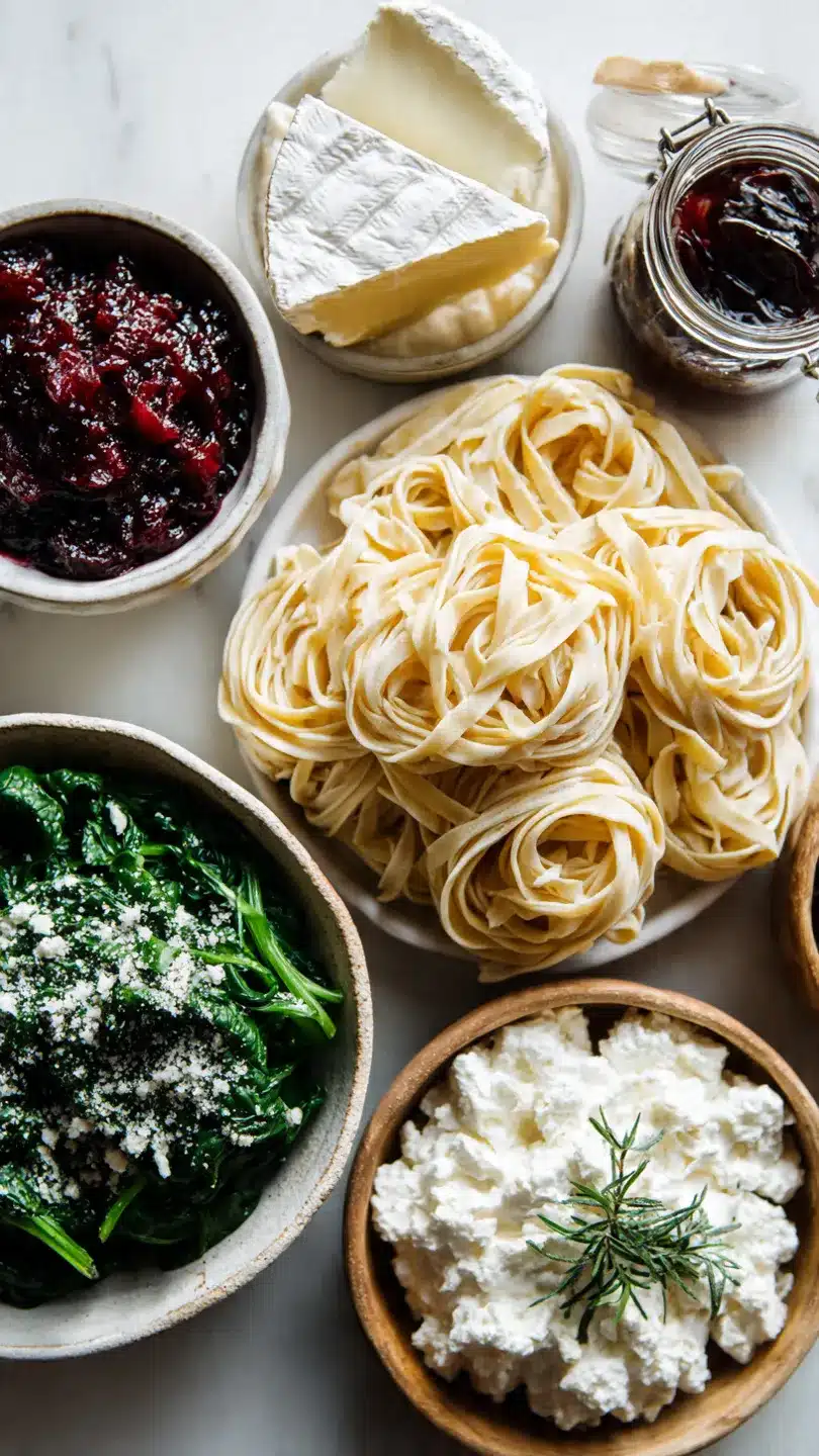 Brie-Pasta mit Preiselbeeren