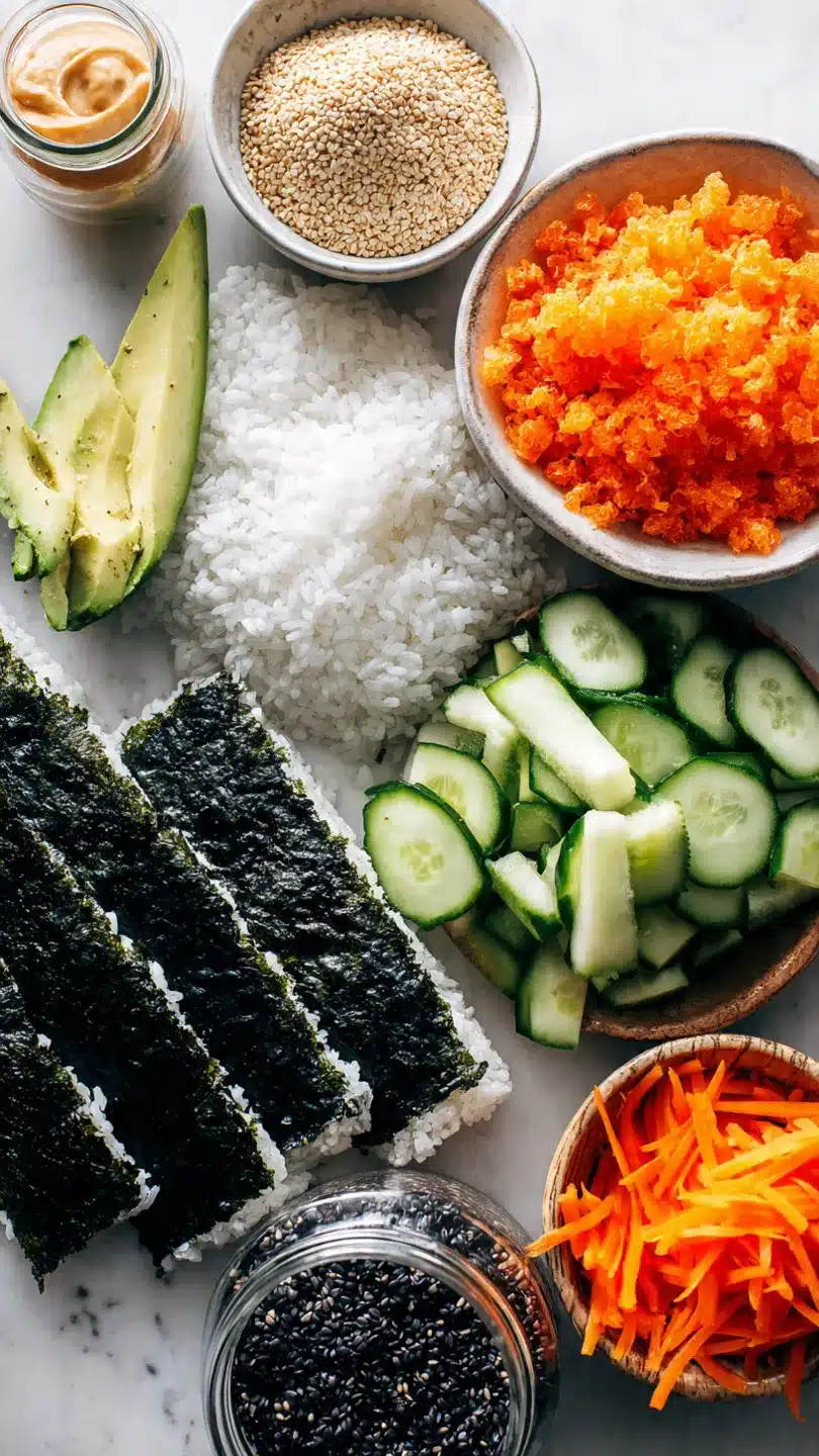 Homemade California Crunch Roll Sushi