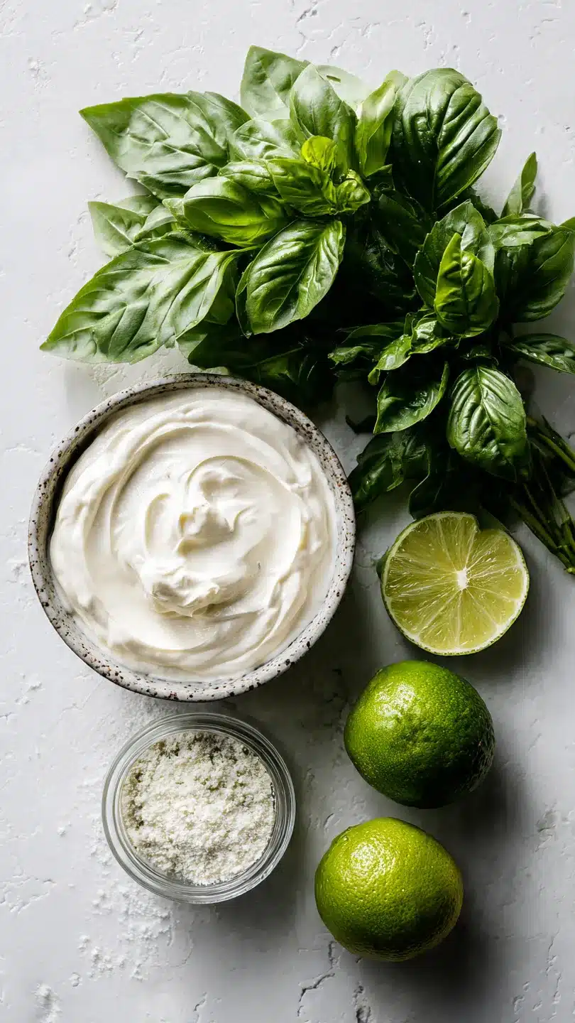 Basilikum Limette Creme Fraiche Dip