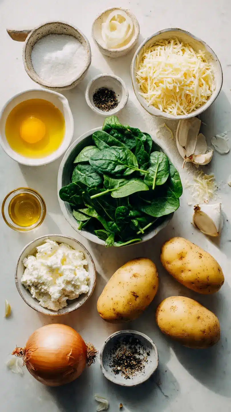 Kartoffelknödel mit Spinat-Käse-Soße