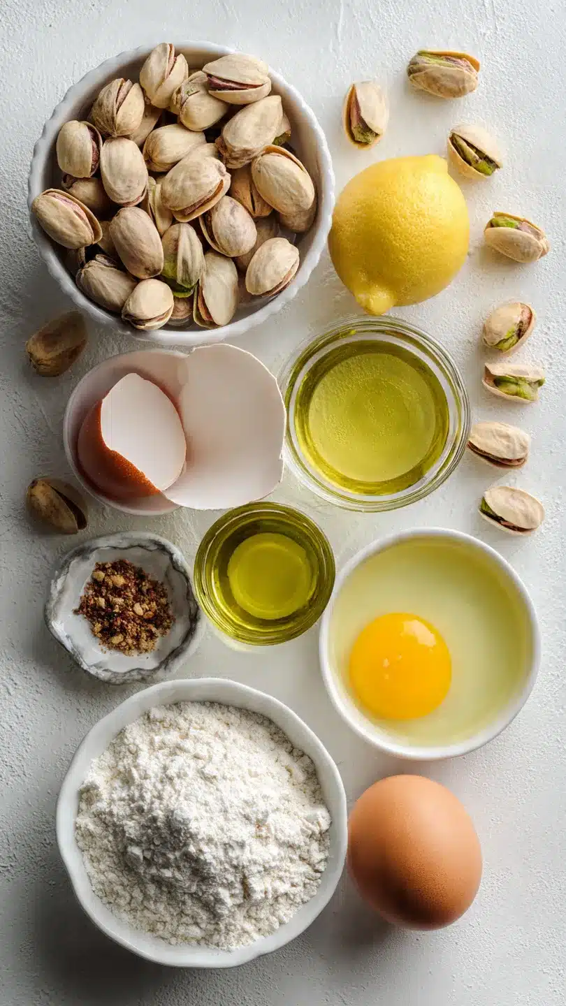 PISTAZIENKUCHEN MIT ZITRONE UND MANDELN