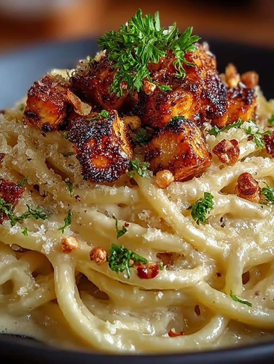 Vegane Geräucherte Tofu-Carbonara: Cremig, Rauchig & Einfach Zubereitet