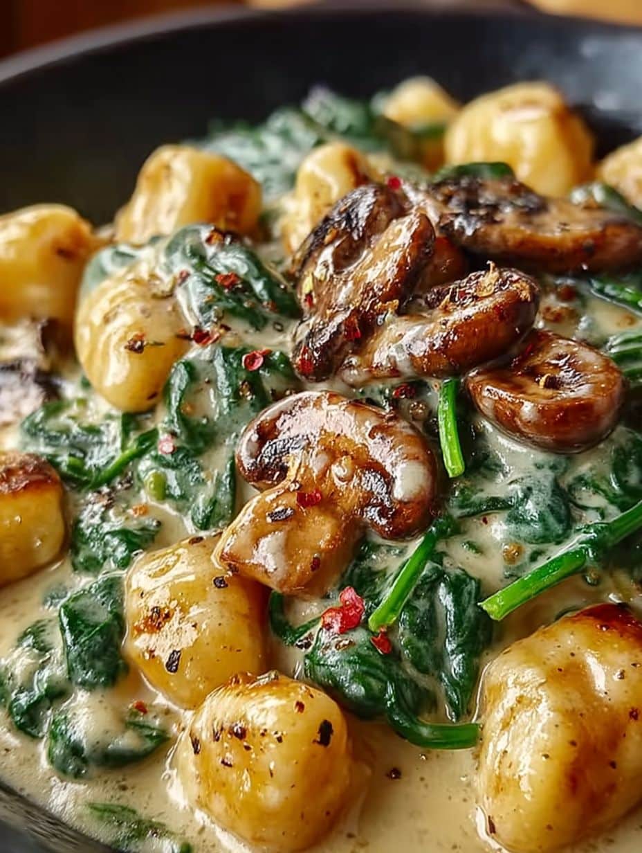 Vegane Gnocchi mit Pilzen und Spinat: Einfaches & Cremiges Rezept