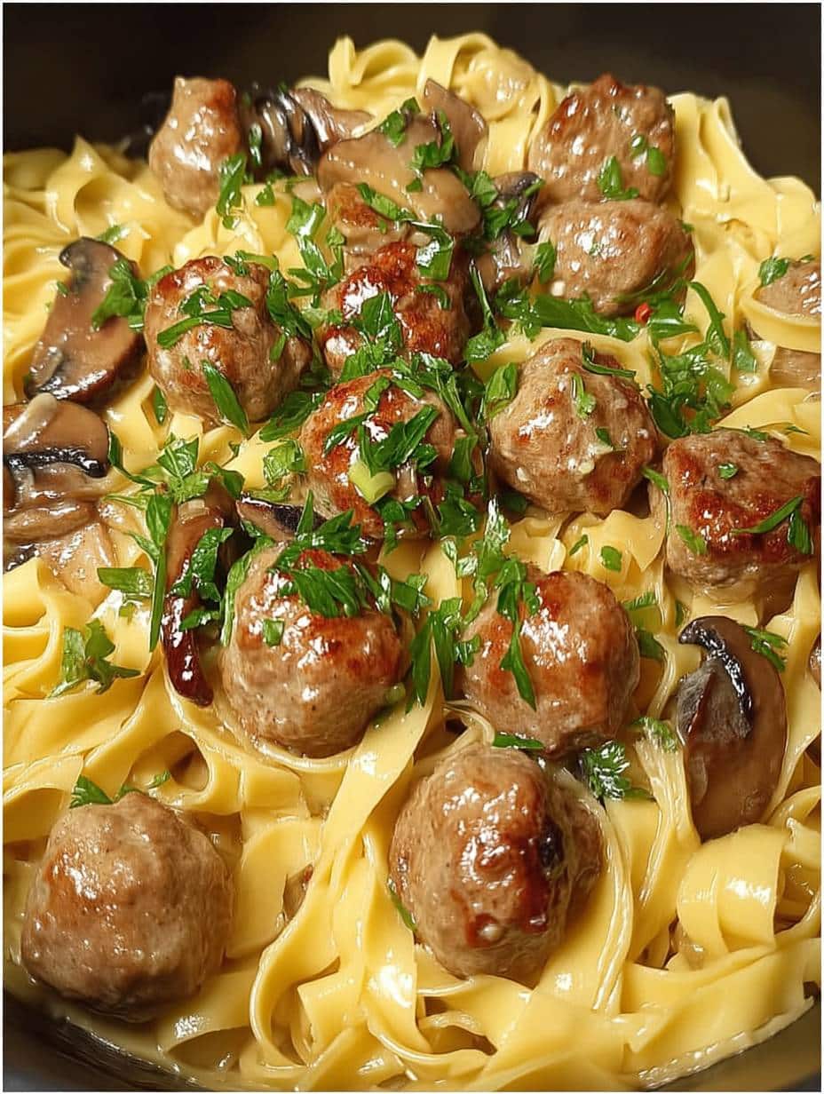 Hackbällchen-Pfanne mit Bandnudeln: Schnelles, einfaches Familienrezept für jeden Tag