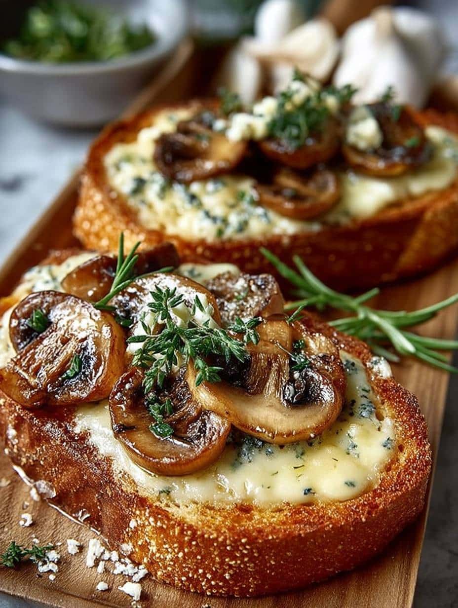 Knusprige Käse-Champignon-Knoblauch-Toasts: Schnelles & einfaches Rezept