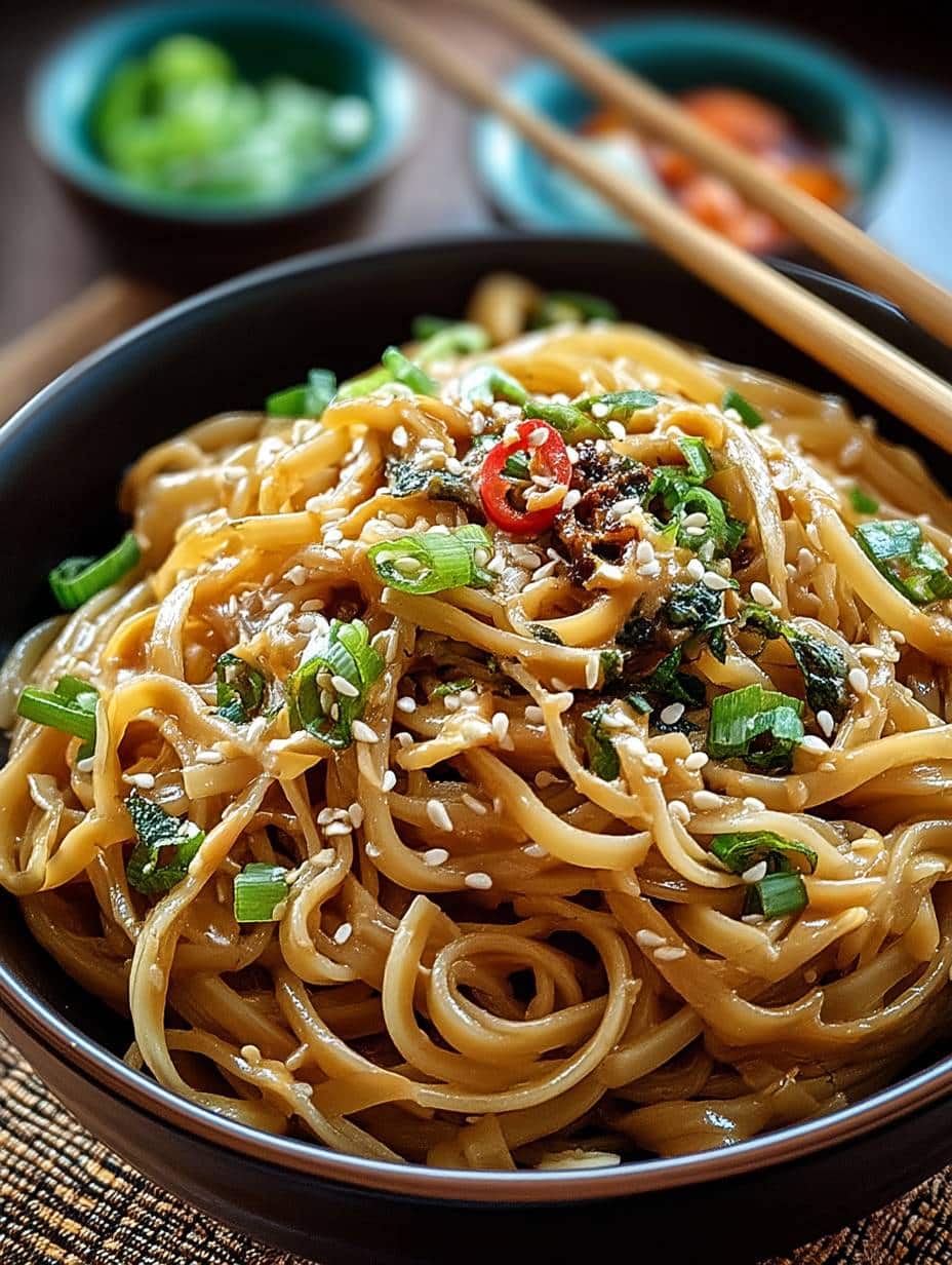 Chinesische Nudeln mit Erdnusssauce: Cremig, schnell & einfach zubereitet